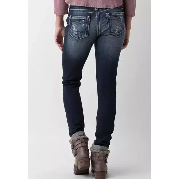 Buckle BKE Sabrina Distressed Stretch Medium Wash Jeans Size 28R   Style# ABK253 - Picture 6 of 15